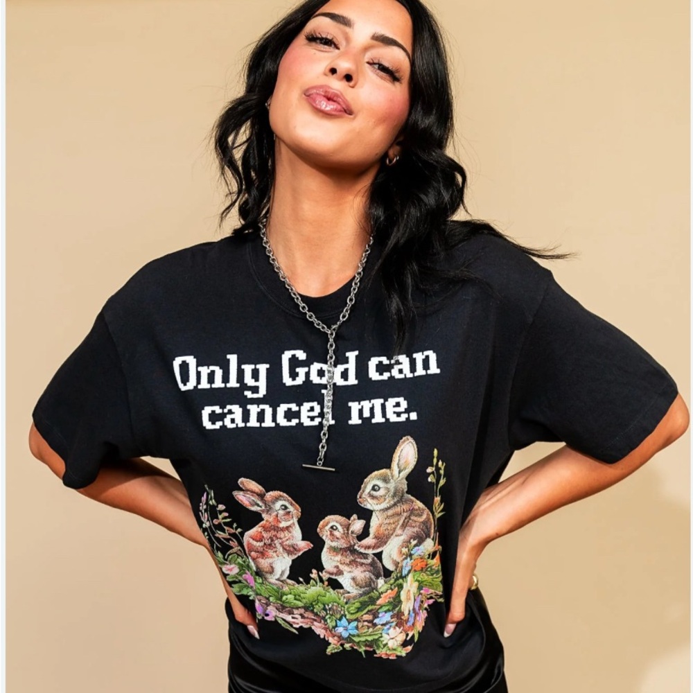 Dressed in LALA Black Graphic Crop Top